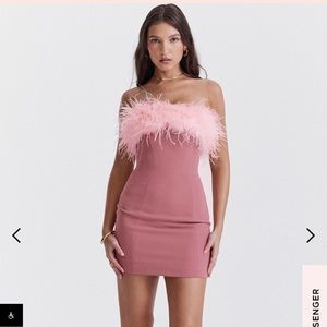 House of CB Pink Feather Dress